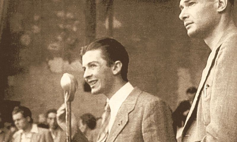 Enrico Berlinguer insieme al sindacalista Luciano Lama.